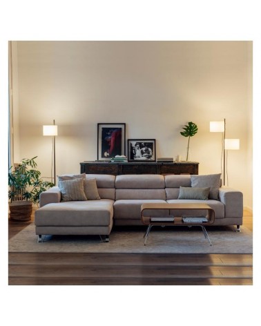 Lámpara de pie de  con base de acero y pantalla de poliéster crudo posicionable E27diseño 170 cm