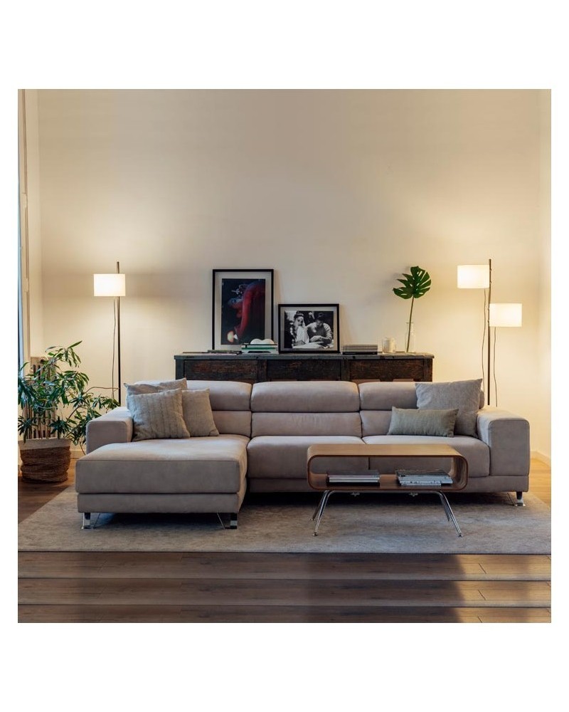 Lámpara de pie de  con base de acero y pantalla de poliéster crudo posicionable E27diseño 170 cm