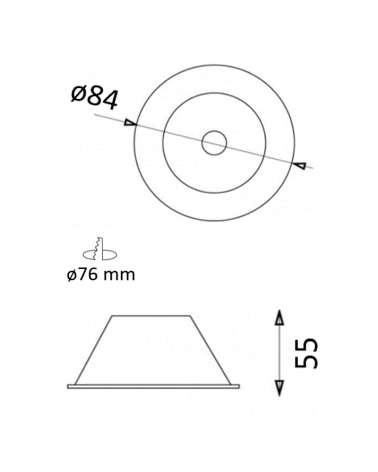 Round aluminum recessed ring 8.4 cm tilting GU10 black