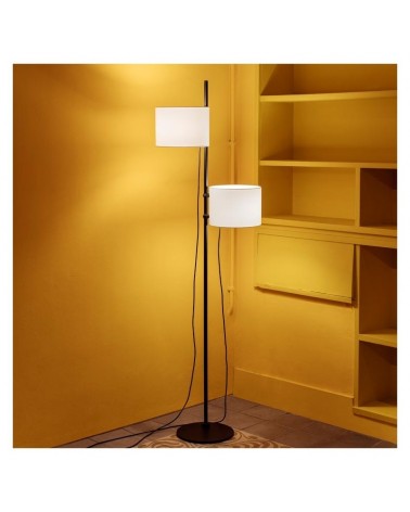 Design floor lamp 170 cm with steel base and 2 positionable 2xE27 raw polyester lampshades
