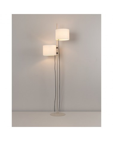Design floor lamp 170 cm with steel base and 2 positionable 2xE27 raw polyester lampshades