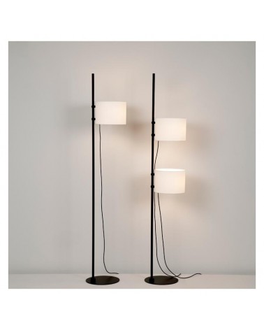 Design floor lamp 170 cm with steel base and 2 positionable 2xE27 raw polyester lampshades