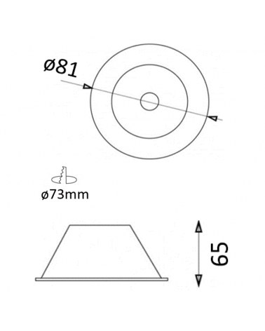 Round aluminum rollback downlight ring fixed recessed 8.1cm fixed GU10 matt white and black