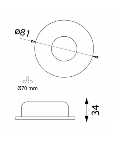 Aro downlight redondo alumino fijo empotrable 8,1cm fijo GU10 blanco mate y negro