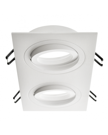 Double square tilting recessed downlight ring 185x92x28cm aluminum for GU10 dichroic, matt white and black