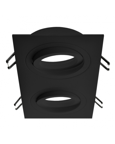 Double square tilting recessed downlight ring 185x92x28cm aluminum for GU10 dichroic, matt white and black