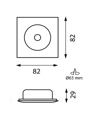 Recessed square aluminum ring 8.2 GU10 fixed