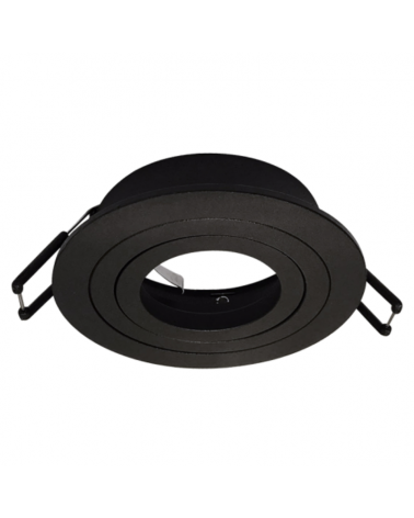 Round black aluminum recessed and tilting ring diameter 9,2cms GU10