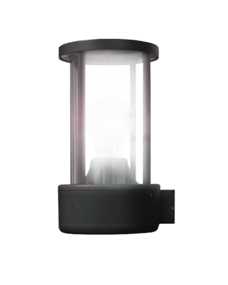 Aplique de exterior de aluminio y cristal acabado negro E27 IP44