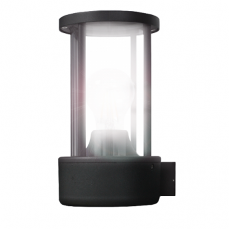 Outdoor wall light in aluminum and glass with a black E27 IP44 finish
