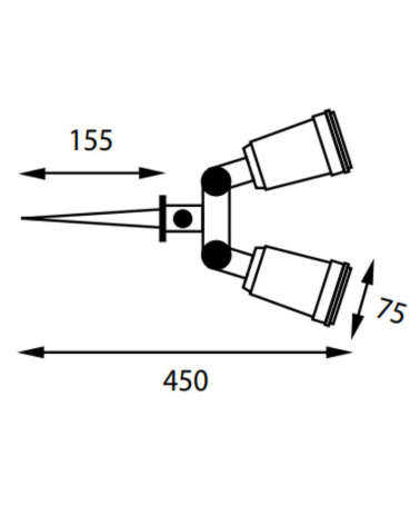 Piqueta doble con foco orientable PAR38 fabricado en ABS