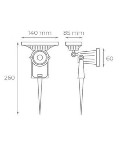 Outdoor spike with black LED solar panel 3000K 5W IP65