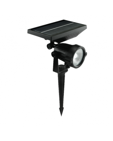 Pincho de exterior con placa solar LED negro 3000K 5W IP65