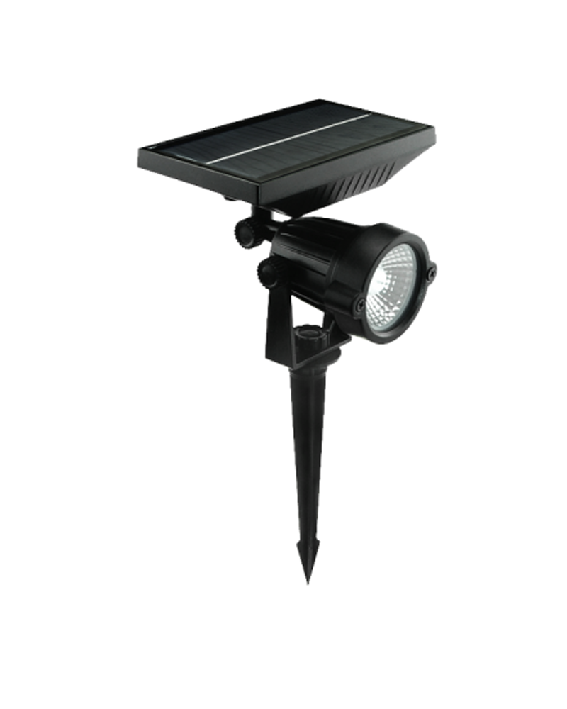 Outdoor spike with black LED solar panel 3000K 5W IP65