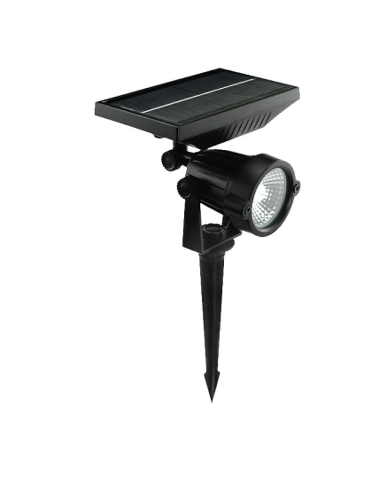 Pincho de exterior con placa solar LED negro 3000K 5W IP65