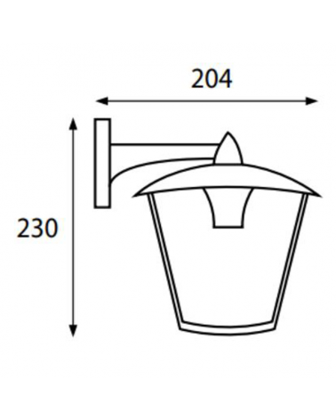 Classic style outdoor wall light IP44 E27 with head down
