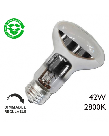 ECO Halogen R63 reflector bulb E27 clear glass, 63mm diameter, dimmable, low consumption