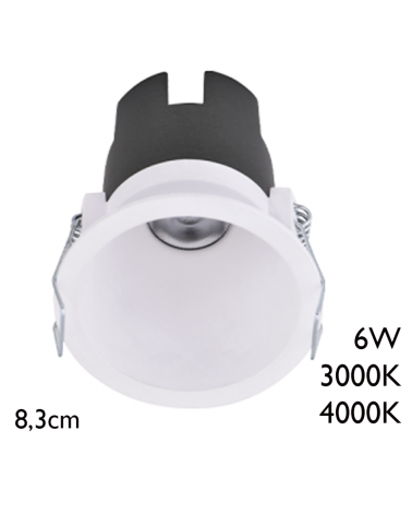 Spot LED downlight redondo 6W aluminio empotrable 8,3cm blanco
