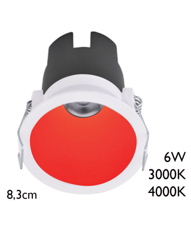 LED Round spot downlight 6W recessed aluminum  8,3cm red