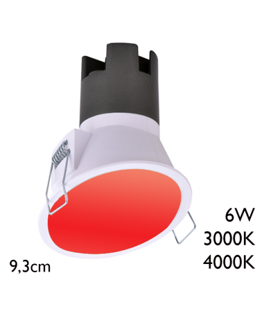 LED Round spot downlight 6W recessed aluminum  9,3cm red