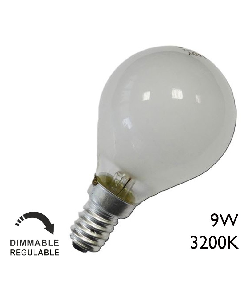 Bombilla halógena esférica ECO E14 25W mate regulable Uso industrial