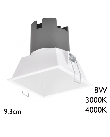 LED Spot downlight square 8W recessed aluminum 9,3cm white