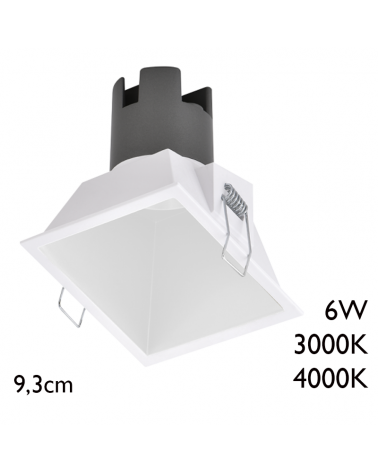 LED Spot downlight square 6W aluminum recessed 9,3cm white