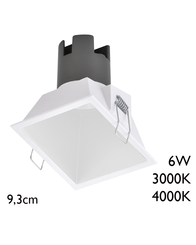 LED Spot downlight square 6W aluminum recessed 9,3cm white