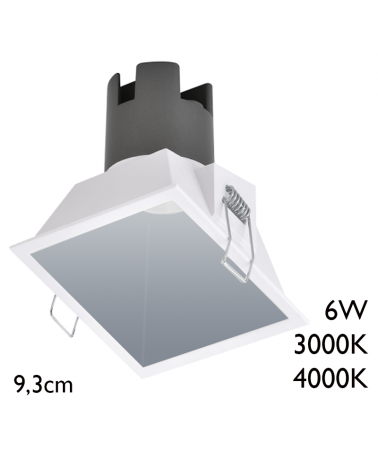 LED Spot downlight square 6W aluminum recessed 9,3cm silver