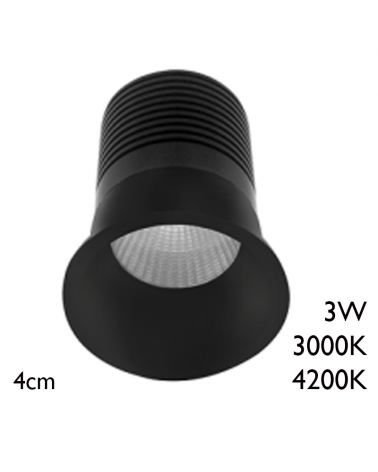 LED Spot downlight round 3W aluminum recessed 4cm black