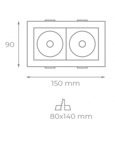 Square ring aluminum recessed double 15cm tilting GU10
