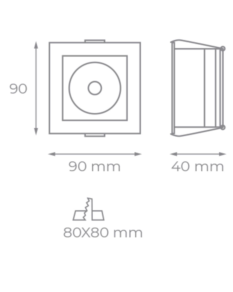 Aro cuadrado cardan aluminio cardan empotrable 9cm basculante