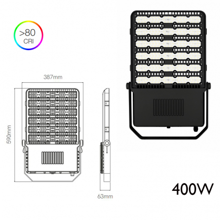 Proyector LED de exteriores industrial 38,7cm aluminio negro 400W IP65