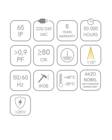 LED Industrial outdoor projector 43.5cm black aluminum 150W IP65