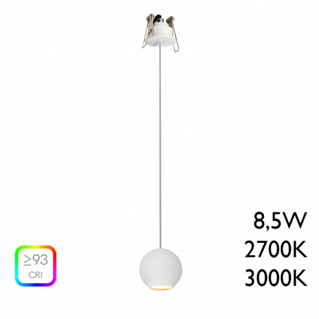 Lámpara de techo LED de aluminio blanco con florón de empotrar 8,5W