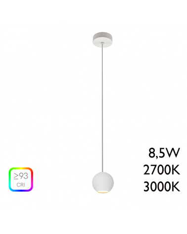 Lámpara de techo LED de aluminio blanco con florón de superficie 8,5W