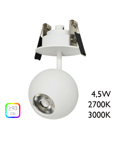 LED Spotlight 5cm white aluminum with recessed celing canopy 4.5W