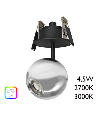 Foco LED de aluminio cromo 5cm con florón de empotrar 4,5W