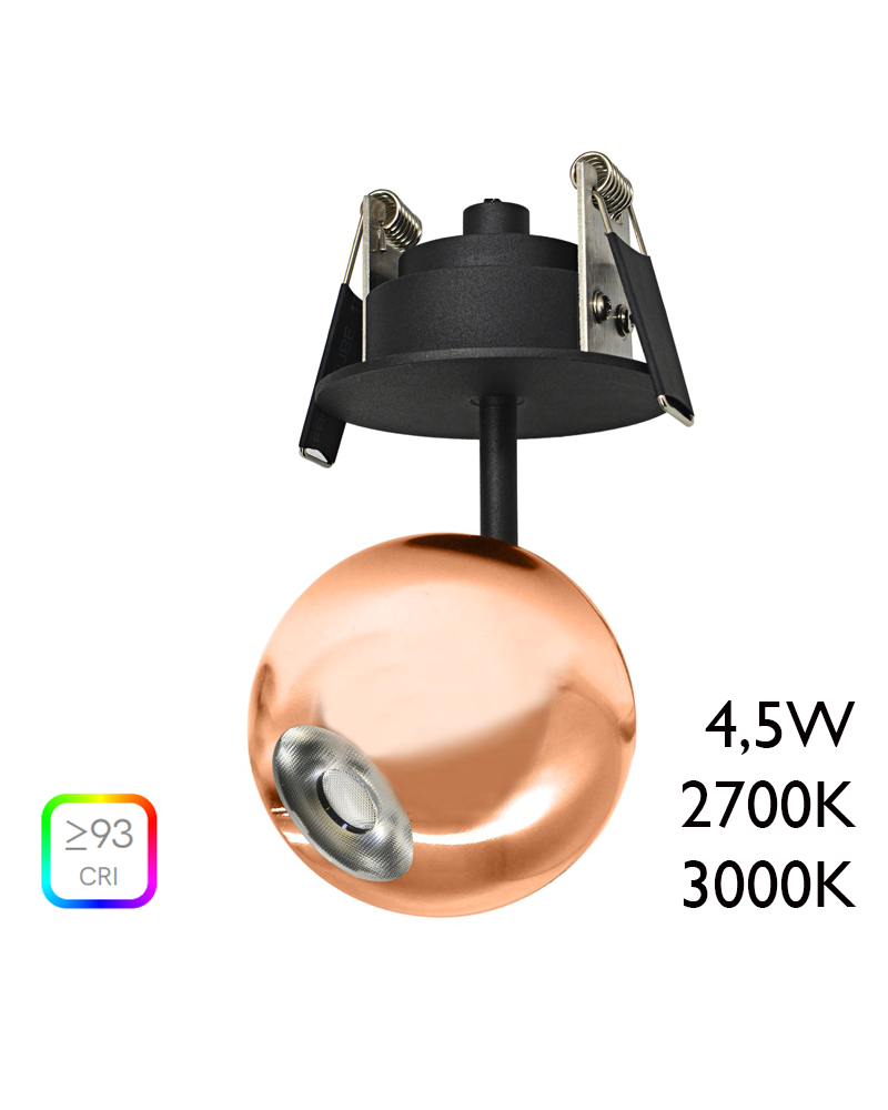 LED Spotlight 5cm bronze aluminum with recessed celing canopy 4.5W