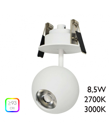LED Spotlight 7cm white aluminum with recessed celing canopy 8.5W