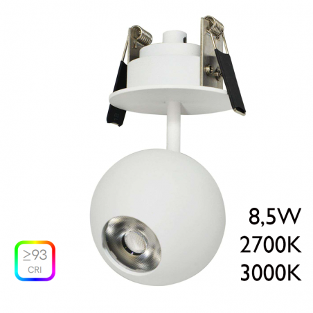 Foco LED de aluminio blanco 7cm con florón de empotrar 8,5W