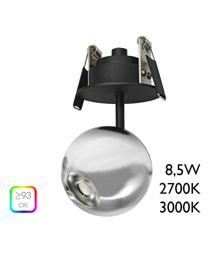 Foco LED de aluminio cromo 7cm con florón de empotrar 8,5W