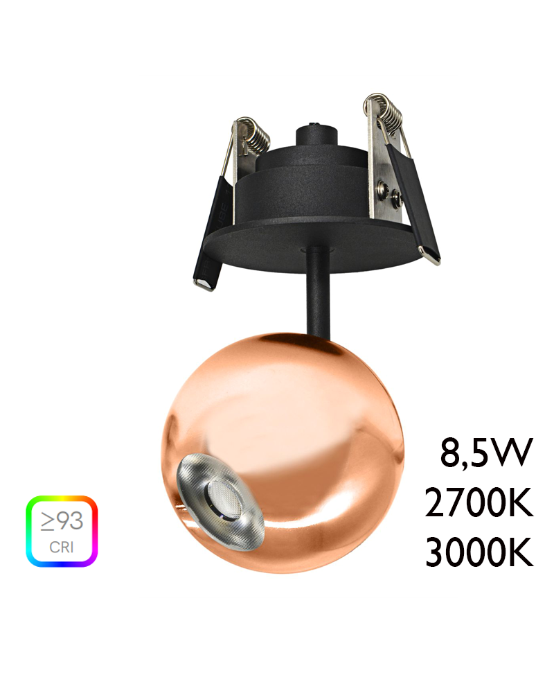 LED Spotlight 7cm bronze aluminum with recessed celing canopy 8.5W
