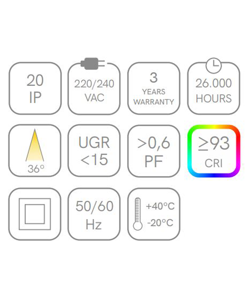 LED Ceiling lamp black aluminum with recessed ceiling canopy 8.5W