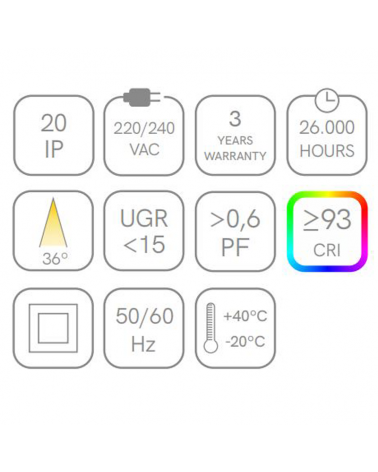 Lámpara de techo LED de aluminio blanco con florón de superficie 8,5W