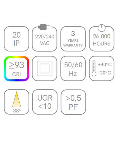 LED Spotlight 5cm black aluminum with recessed celing canopy 4.5W