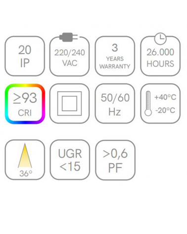Foco LED de aluminio cromo 7cm con florón de empotrar 8,5W