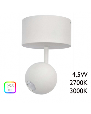 LED Spotlight 5cm white aluminum with surface ceiling canopy 4,5W