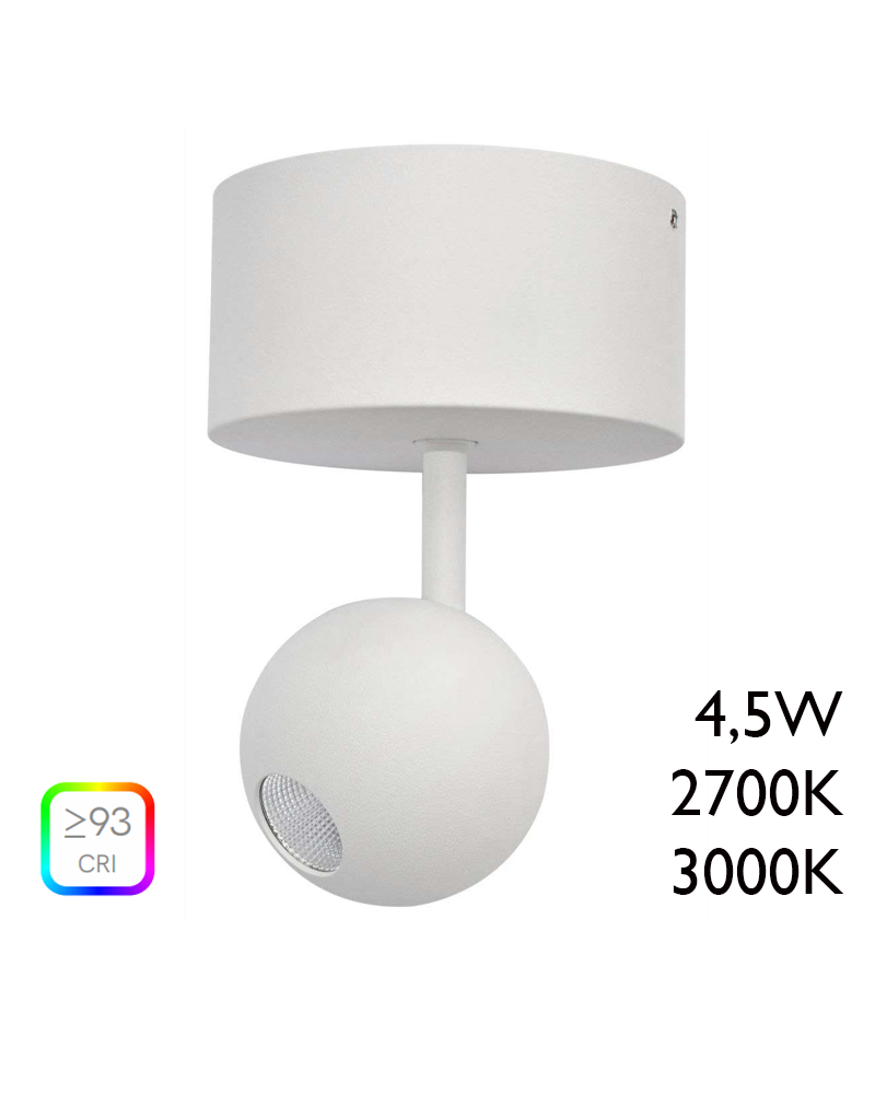 LED Spotlight 5cm white aluminum with surface ceiling canopy 4,5W