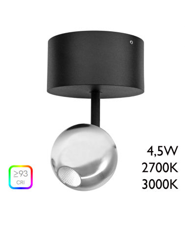 Foco LED de aluminio cromo 5cm con florón de superficie 4,5W